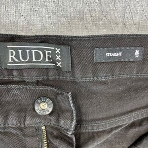 RUDE XXX Black Straight Leg Jeans Size Men 36x32 Gothic core death rock 'n' roll